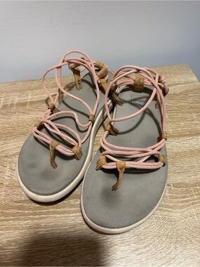 Teva Women’s Pink Strappy Lace-Up Infinity Sandals